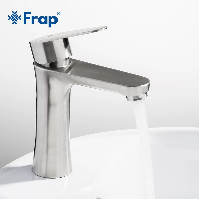 Günstig Frap neue 304 edelstahl Gebürstet bad Becken Wasserhahn Waschbecken Mischbatterien Eitelkeit Heißer und Kalten Wasser mixerBathroom Armaturen F1048