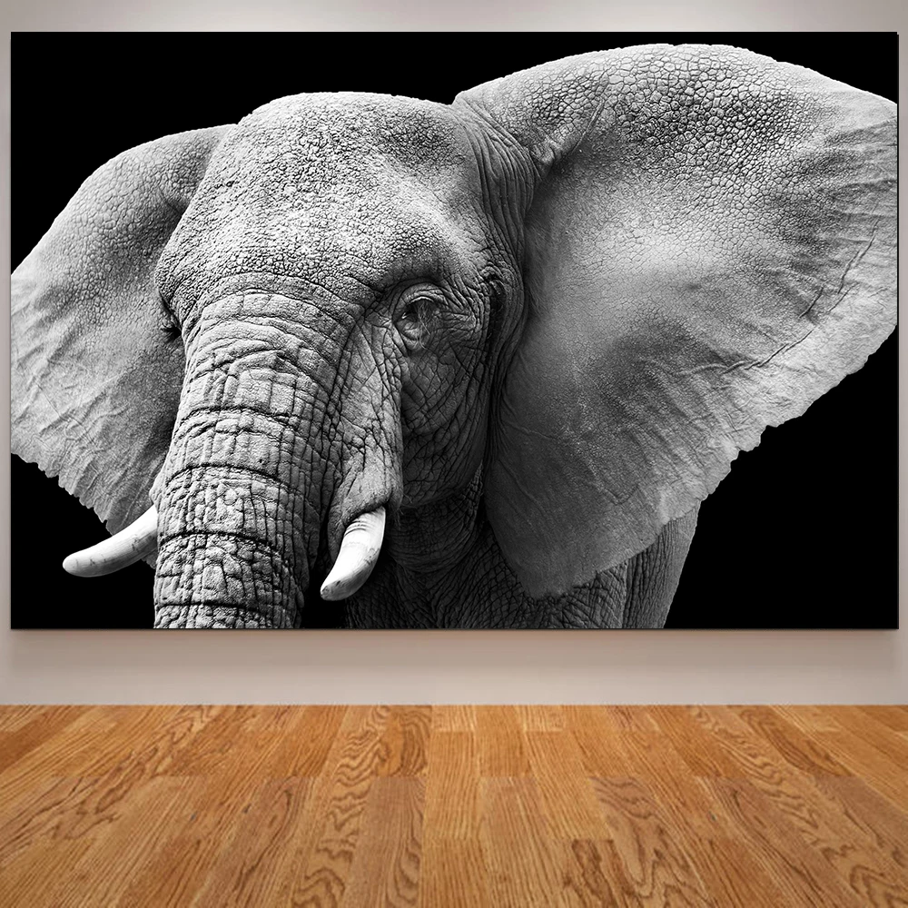 

Canvas Painting Dark Africa Elephant Poster Black and White Wall Pictures for Living Room Cuadros Decoracion Dormitorio Wall Art