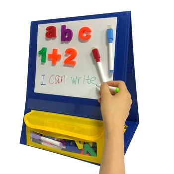 

Godery Magnetic Desktop Tabletop Pocket Chart Stand, Double Sided Small Pocket Chart for Classroom Home (15" X 12.5")