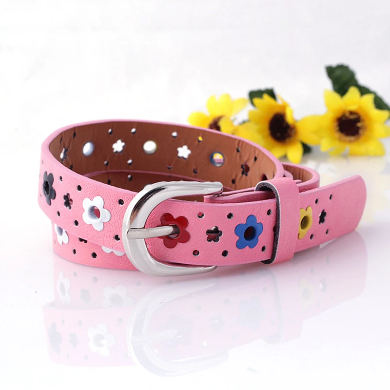 

Ladies belt 2019 new children's children's belt Korean version of the flower butterfly hollow student casual pin buckle belt