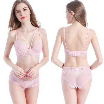 

Free shipping new women spring and summer lace gathering unederwear sexy bra suit panties set