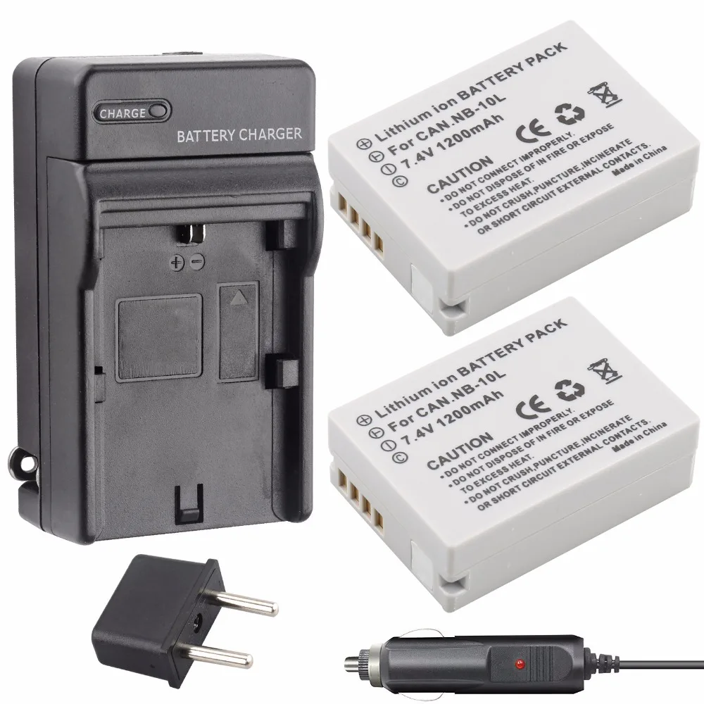 For Canon NB-10L NB 10L battery (2 Pack ) + charger for PowerShot G1 X G3-X G15 G16 SX40 HS SX50 SX60 Digital | Электроника