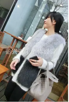 

2017 autumn and winter new fox fur coat long paragraph hit color fur fashion temperament high-end vest