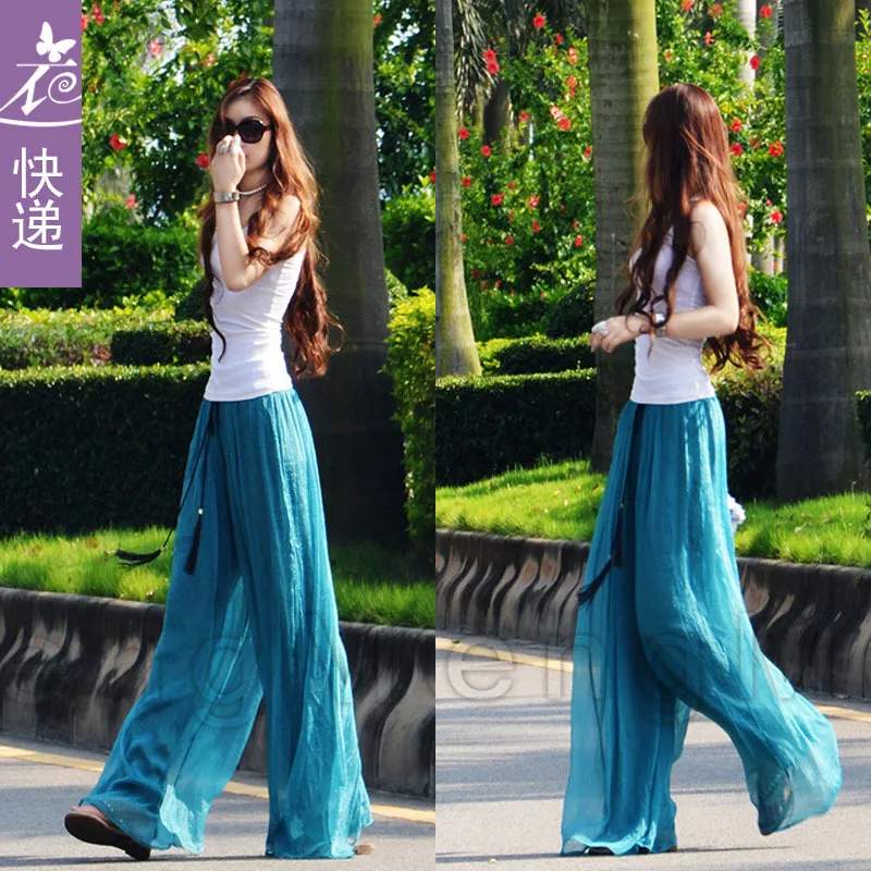 2013 Fashion Wide Leg Pants Chiffon Dress Skorts Culottes Casual Trousers Women Clothing Summer In Capris From Womens 2013 Fashion Wide Leg Pants Chiffon Dress Skorts Culottes Casual Trousers Women Clothing Summer In Capris From Womens