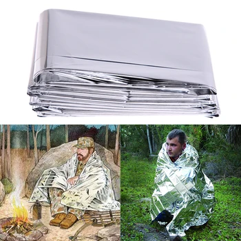 

New Outdoor Waterproof Emergency Survival Rescue Blanket Foil Thermal Space First Aid Sliver Rescue Curtain Military Blanket