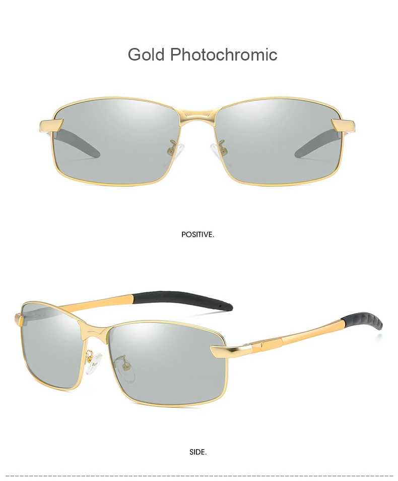 Винтажные современные фотохромные солнцезащитные очки поляризованные мужские прямоугольные алюминиевые Обесцвечивающие Сменные очки
