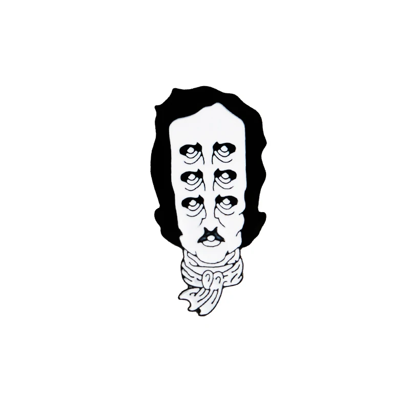 Броши и булавки надгробные банки Ribcage Скелет овечий глаз лимонный светильник лампа клавиатура брошь значок нагрудные булавки Эмаль Булавка подарок - Окраска металла: Edgar Allan Poe2