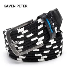 Elastic Belt With Stretch Casual Golf Waistband Braided Style Five Color Match Antique Brass And Silver Buckle