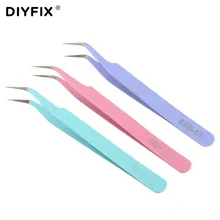 DIYFIX Нержавеющая сталь точность наращивание ресниц Straigh Пинцет Анти-статические плоскогубцы для нейл-арта украшения DIY ручной инструмент