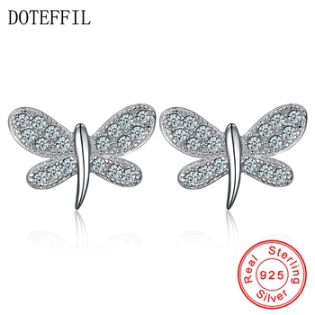 

925 Sterling Silver Butterfly Insects Cubic Zircon Stud Earrings For Women Christmas Gift Earrings Jewelry Accessories