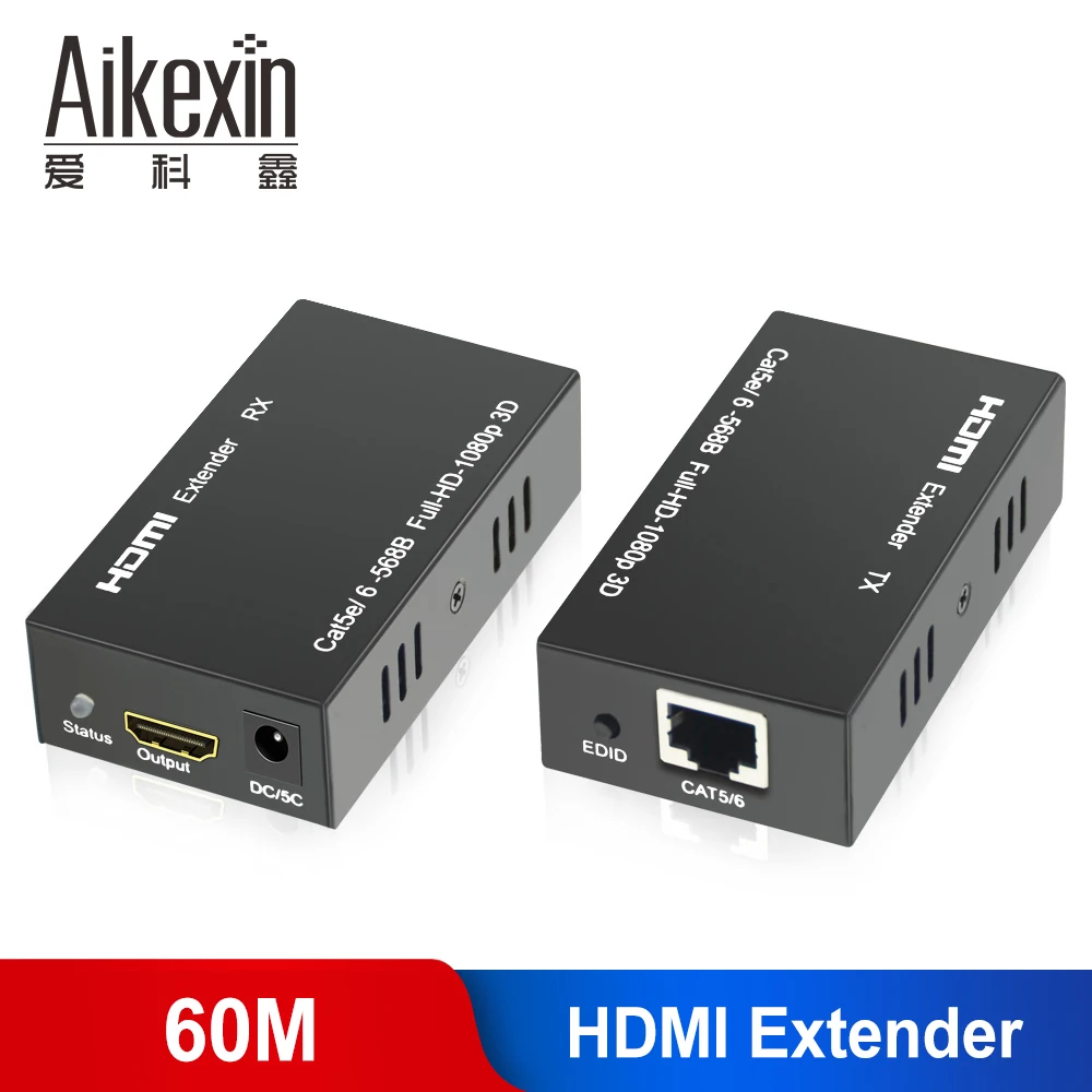 196ft HDMI удлинитель Aikexin 60 м Extensor hdmi-удлинитель Протокола по Lan кабель cat5e/6 Поддержка 3D 1080 p с передатчиком+ приемник
