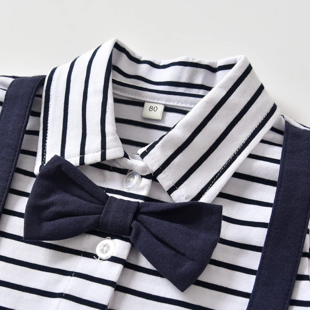 Gentleman Clothing Baby Navy Striped Climbing Suit Boy Girl Cotton Family Spring Autum Winter Baby Clothes Suit for 6-24M Baby 2