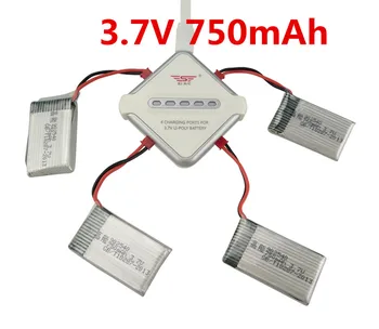 

Remote control aircraft 4PCS 3.7V 750mah battery and 4 in 1 balanced charger for MJX X400 X800 X500 helicopter parts