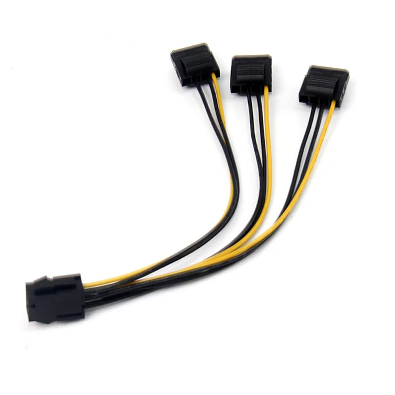 6 дюймов 3 x Molex 4 контактный на PCI Express Видеокарта Pci e ATX PSU кабель преобразователя