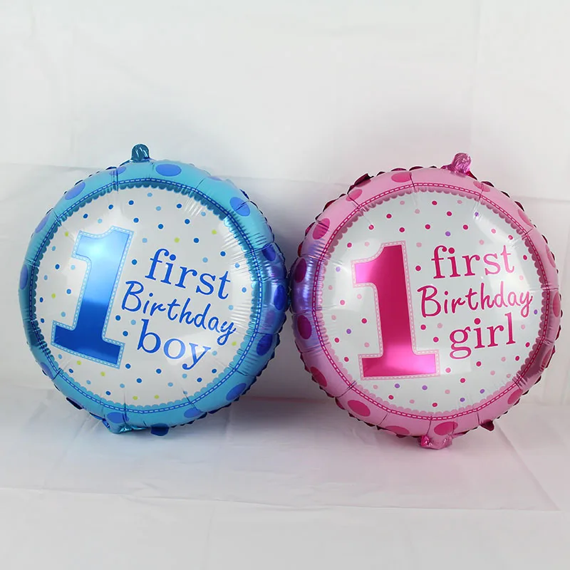 

HOT sale 10PCS/lot Girl Boy first Birthday Party Balloon helium baby ballon for 1st First Birthday Party Decoration air globos