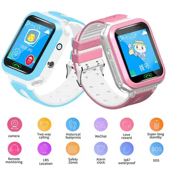 

For Children Student Kids Touch Screen Waterproof One-key SOS GPS Camera Phone Smart Watch