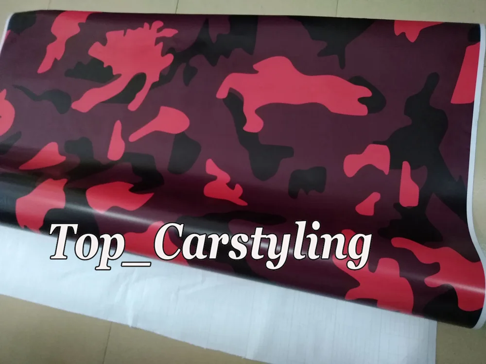 

Large red / black Sport Camouflage Vinyl Car Body Camo Wrap Film Truck vehicle Wrap foil air Bubble Free 1.52x30m/Roll