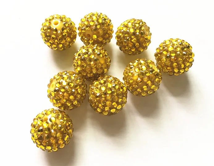 

18X20MM Yellow color 100pcs / lot Chunky Resin Rhinestone Beads,Bling Resin Ball Beads, for Chunky Necklace Jewelry