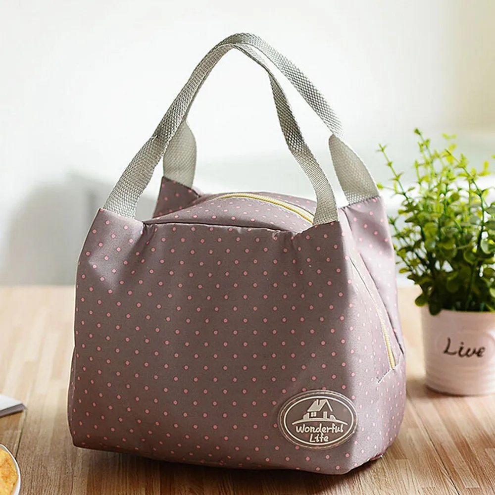 Insulated Cold Canvas Stripe Picnic Carry Case Thermal Portable Lunch Bag Picnic Bags for kids