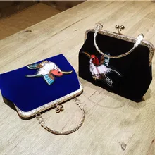 Бархатные клатчи ручной работы в китайском стиле с вышитыми птицами