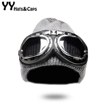 

Windproof Glasses Beanies Men Women Winter Gorros Cap Angola Rabbit hair Knitted Hat Personality Ski Cap Male Winter Hat YY18019