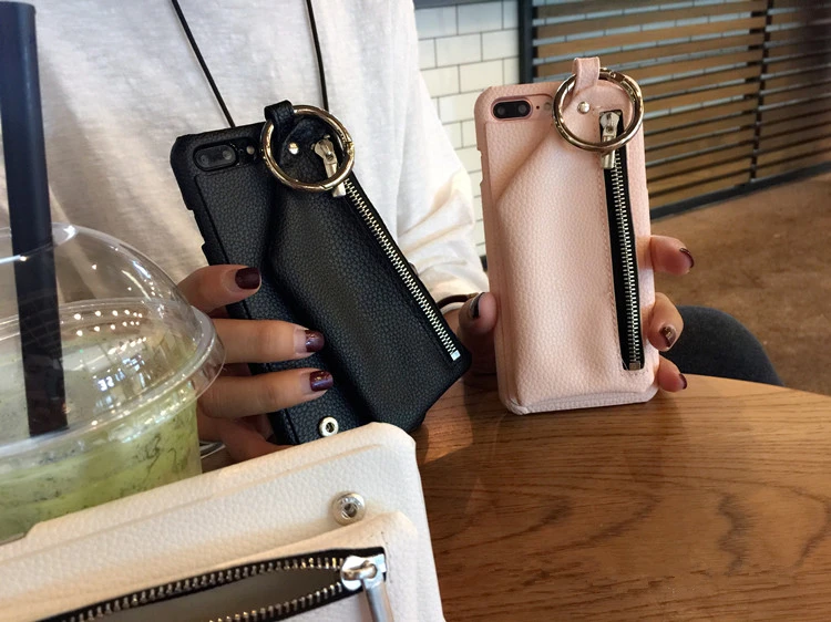 iphone 8 leather case Couples Case for iPhone 12 Case Luxury PU Leather Wallet Zipper Handbag Stand Case For iPhone 11 XS 6 6S 7 8 Plus With Ring Card iphone 8 plus silicone case