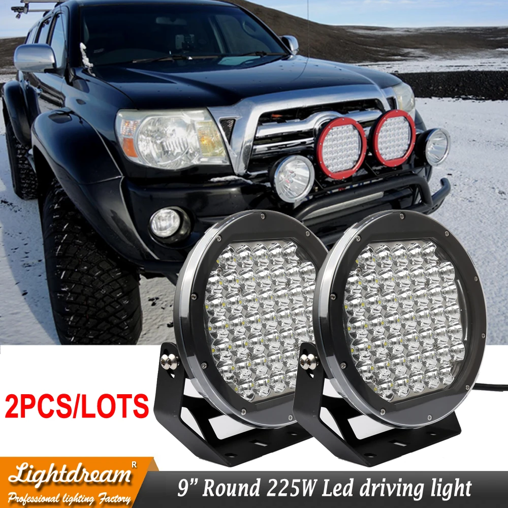 New Round led off road lights 9inch 225W per lights 12V clear cover
