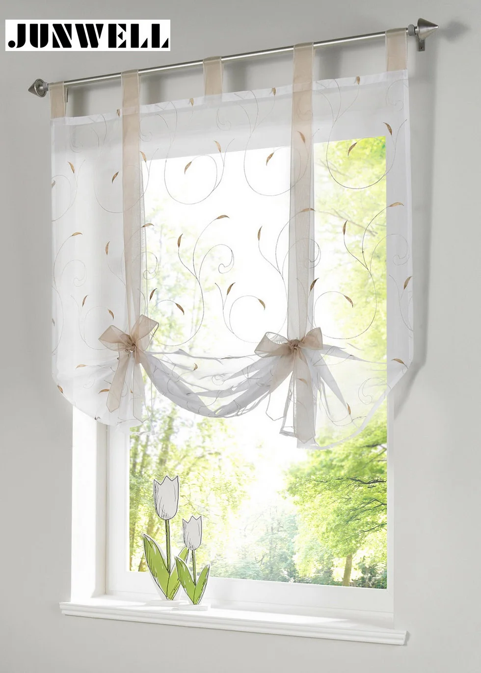 Шторы в римском стиле с вышивкой европейском кухонные оконные шторы|curtain voile|voile