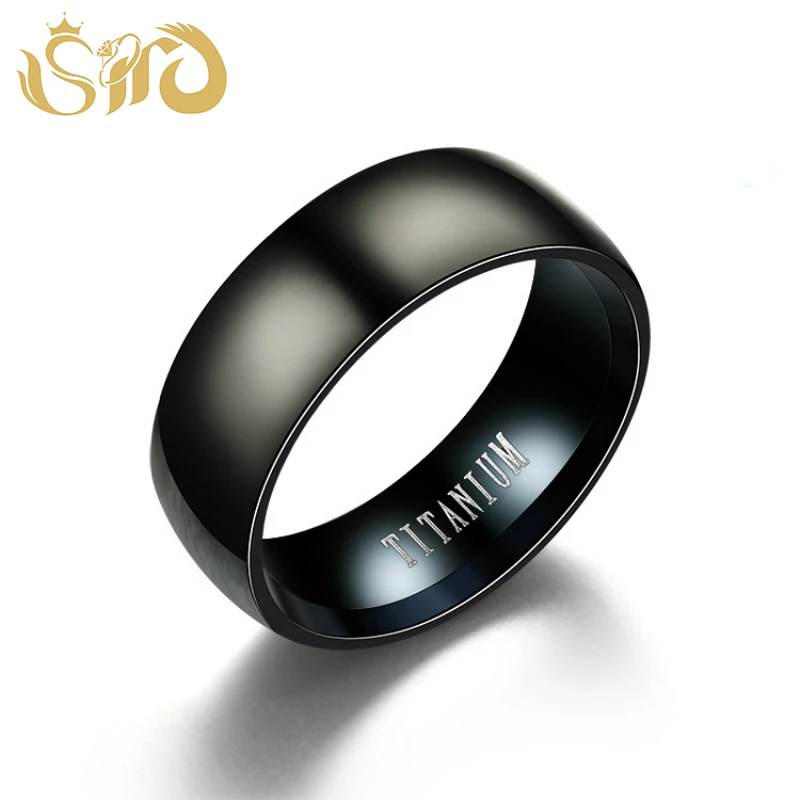 Fashion Simple Round Black Ring for Men Women Titanium Steel Rings Top Quality Unisex Gifts Female Finger | Украшения и