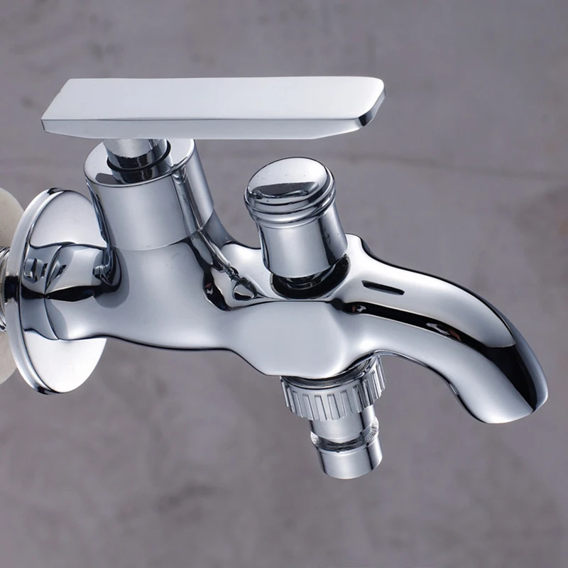 Brass Wall Mounted Double Outlet Outdoor Garden Faucet Bathroom Faucets Wall Mounted Water