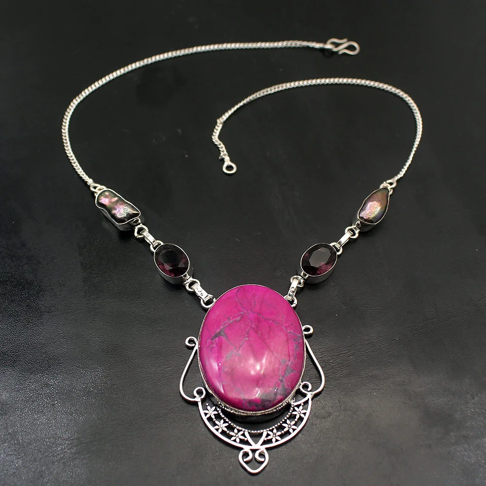 Новое поступление purplejasper жемчуг Amethyst925 стерлингового серебра Для женщин ювелирные изделия цепь кулон Цепочки и ожерелья 18 дюймов TF581