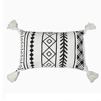 Белый черный геометрический чехол для подушки марокканский Стиль Ленточки Прямоугольная подушка крышка для диван для оформления дома кровать 30x50 см - Цвет: A
