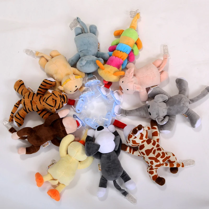 24 animal selection Baby Boy Girl Dummy Pacifier Chain Clip Plush Animal Toys Soother Nipples Holder (not include Pacifier)