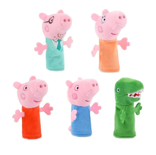 5pcs opp bag Подлинный Peppa Pig плюшевые марионетки Peppa George family finger кукольный родитель-детская игра Плюшевая Кукла Детский подарочный набор игрушек - Цвет: 5pcs opp bag