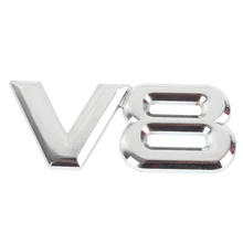 V8 Logo Auto Number Stickers Car Chrome Metal 3D Silver Words Sticker Fashionable Car Body Stickers skull sward shape chrome car body sticker silver black red
