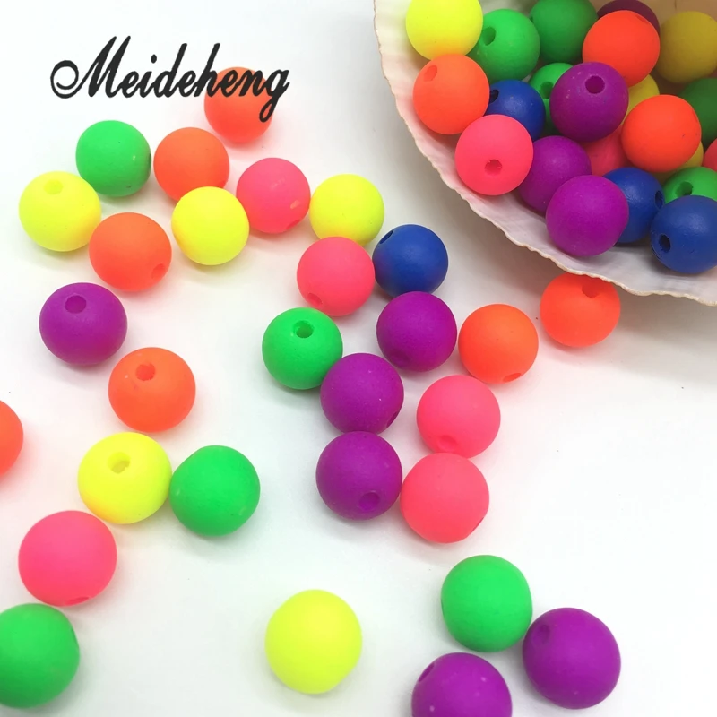 

80PC/Bag Acrylic Bright Fluorescent Color Round DIY Beads For Jewelry Design Collocation Material Bracelet Spacer Beads 10MM