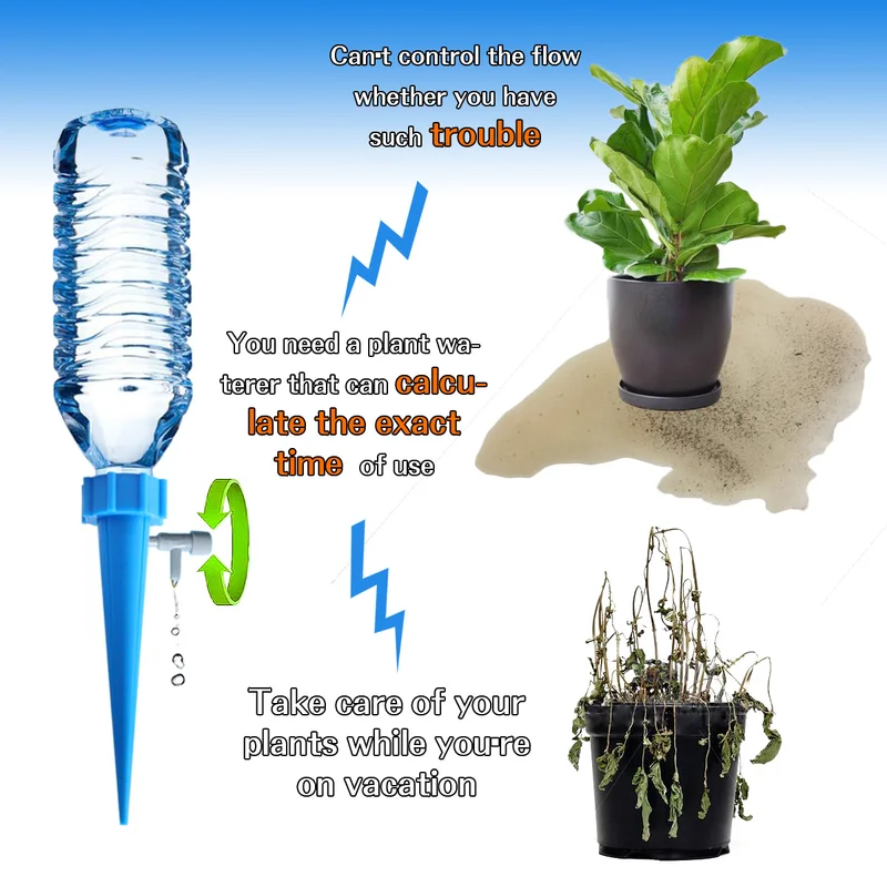 

4Pcs/set Plant Self Watering Adjustable Irrigation Stakes System Vacation Plant Waterer Self Automatic Spikes Watering Device
