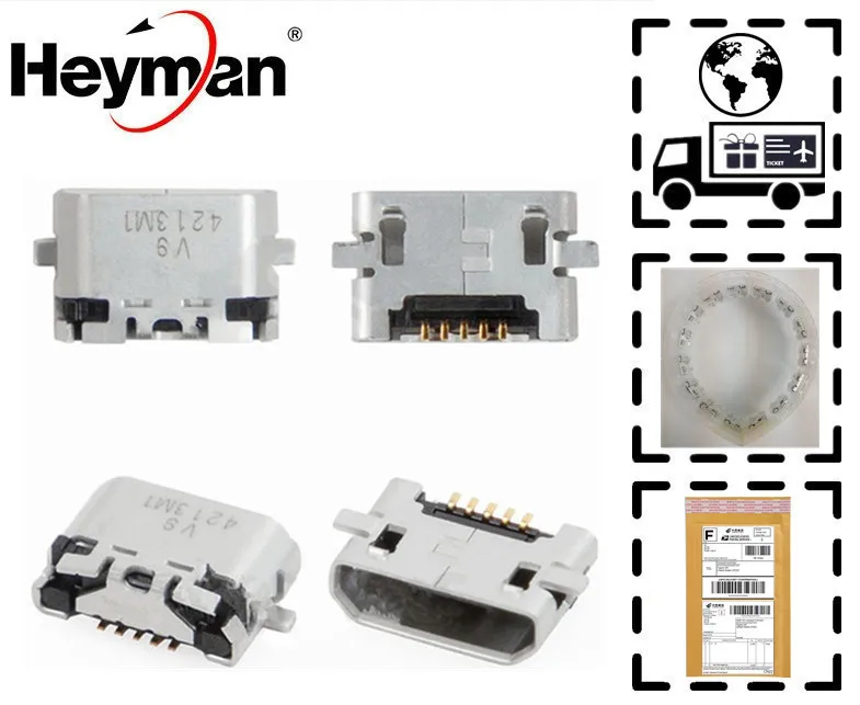 

Heyman Charge Connector for Nokia 502 Asha Dual Sim, X2 Dual Sim (5 pin, micro USB type-B) Replacement parts