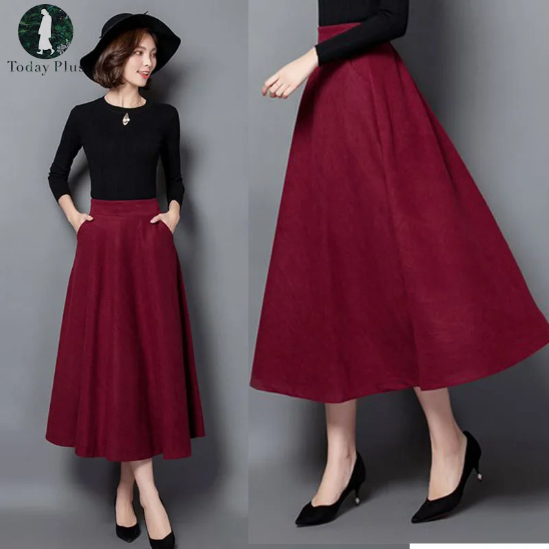 2018 Lady Jupe Elegant Autumn Winter A line Skirt Femininos Saias High ...