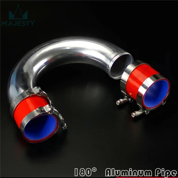

180 degree 76mm 3" Aluminum Turbo Intercooler tube Pipe +silicon hose+T clamp RED