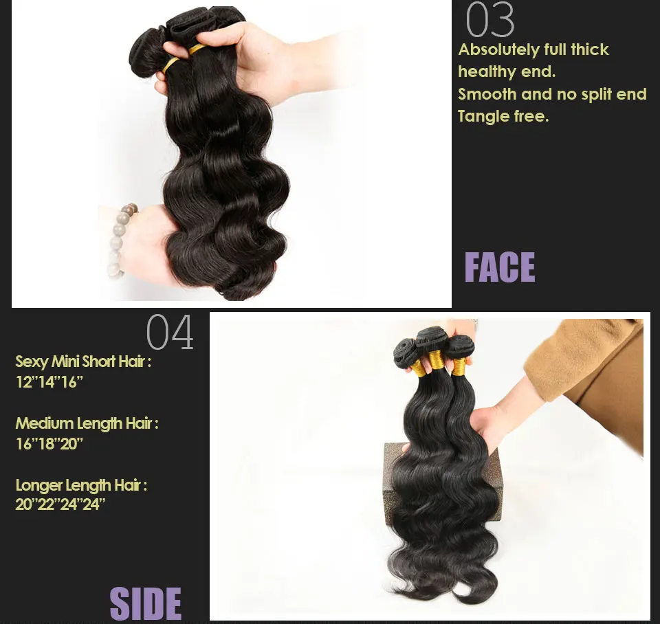 Alimice Hair Brazilian Body Wave 1 Piece Natural Color 10-28 inch 100% Human Hair Bundles Non-Remy Hair Free Shipping (11)