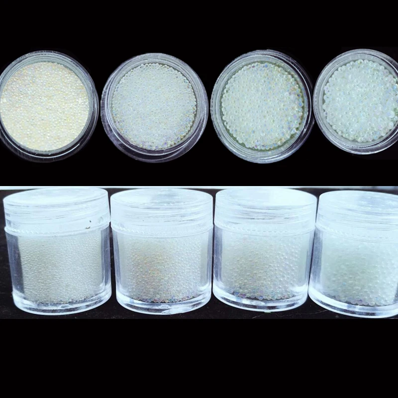 1 مربع 10g الكافيار الخرز AB شفافة ألوان مايكرو-الخرز كرات من الزجاج 0.6-2 مللي متر DIY مسمار الفن تصميم الكافيار الخرز مصغرة