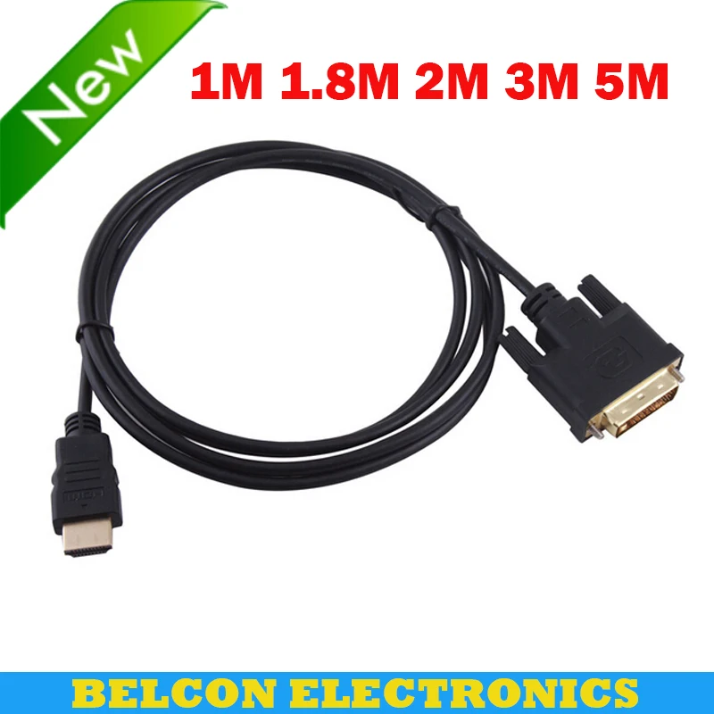 High speed HDMI to DVI cable 24+1 pin adapter Gold plated Male to male Cable For 1080P HD HDTV HD PC XBOX 1m 1.8m 2m 3m 5m