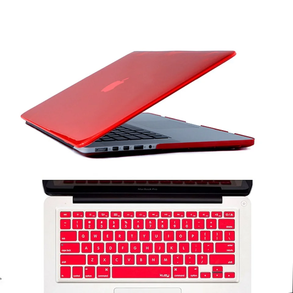 red Прозрачный чехол для Macbook Air Pro retina 11 12 13 15 с силиконовой клавиатурой, чехол для ноутбука, чехол для Mac Book 11 12 13 - Цвет: red