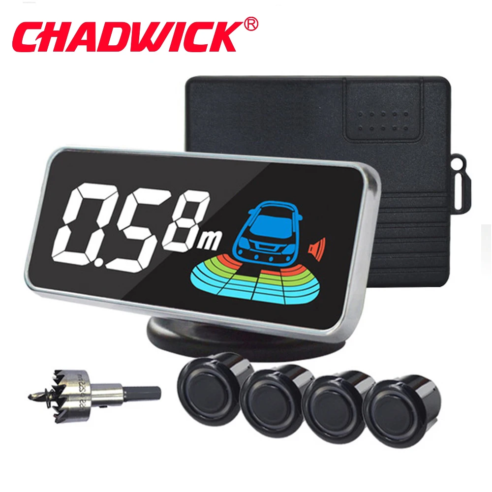 Car LCD Parking Sensor Kit 4 Sensors 18mm Backlight Display Reverse
