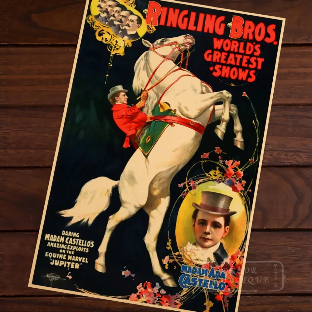 

Ringling Bros Circus Pop Art Map Poster Classic Vintage Retro Kraft Decorative Maps Wall Canvas Sticker Travel Posters Decor Gif