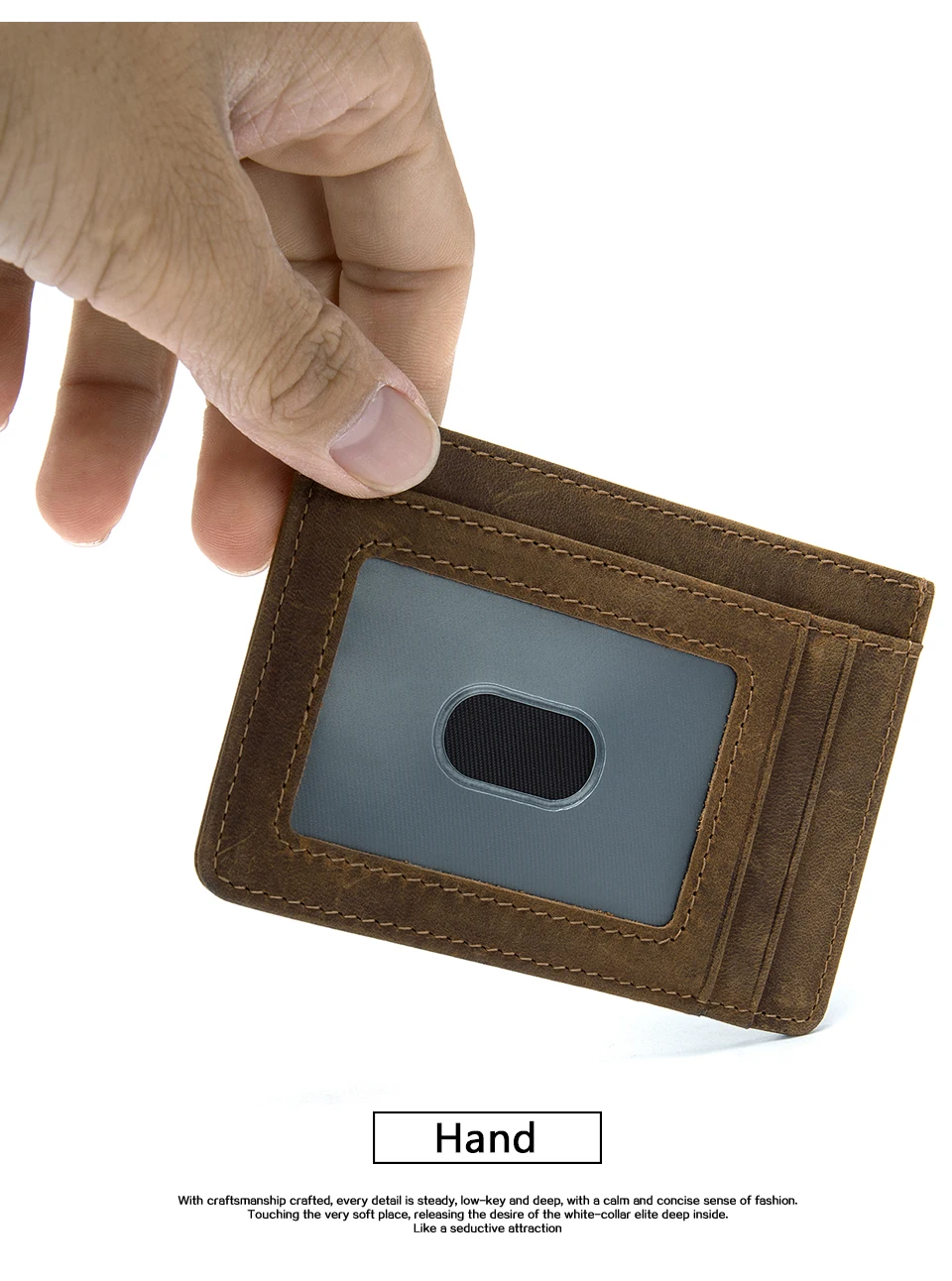 Card Holder Leather Genuine for Money Bag Mini Business Credit Card Holder Wallet Men Coin Purse Simple Cards Case 15