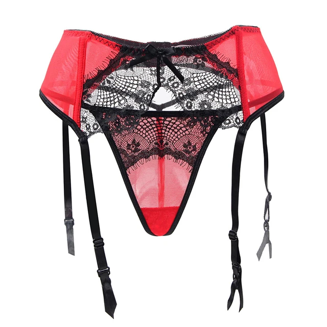Reggicalze Donna 4 Cinghie | In Pizzo | G-String Incluso | Taglie Da XS A 4XL | Nero, Rosso, Bianco - Foto 13