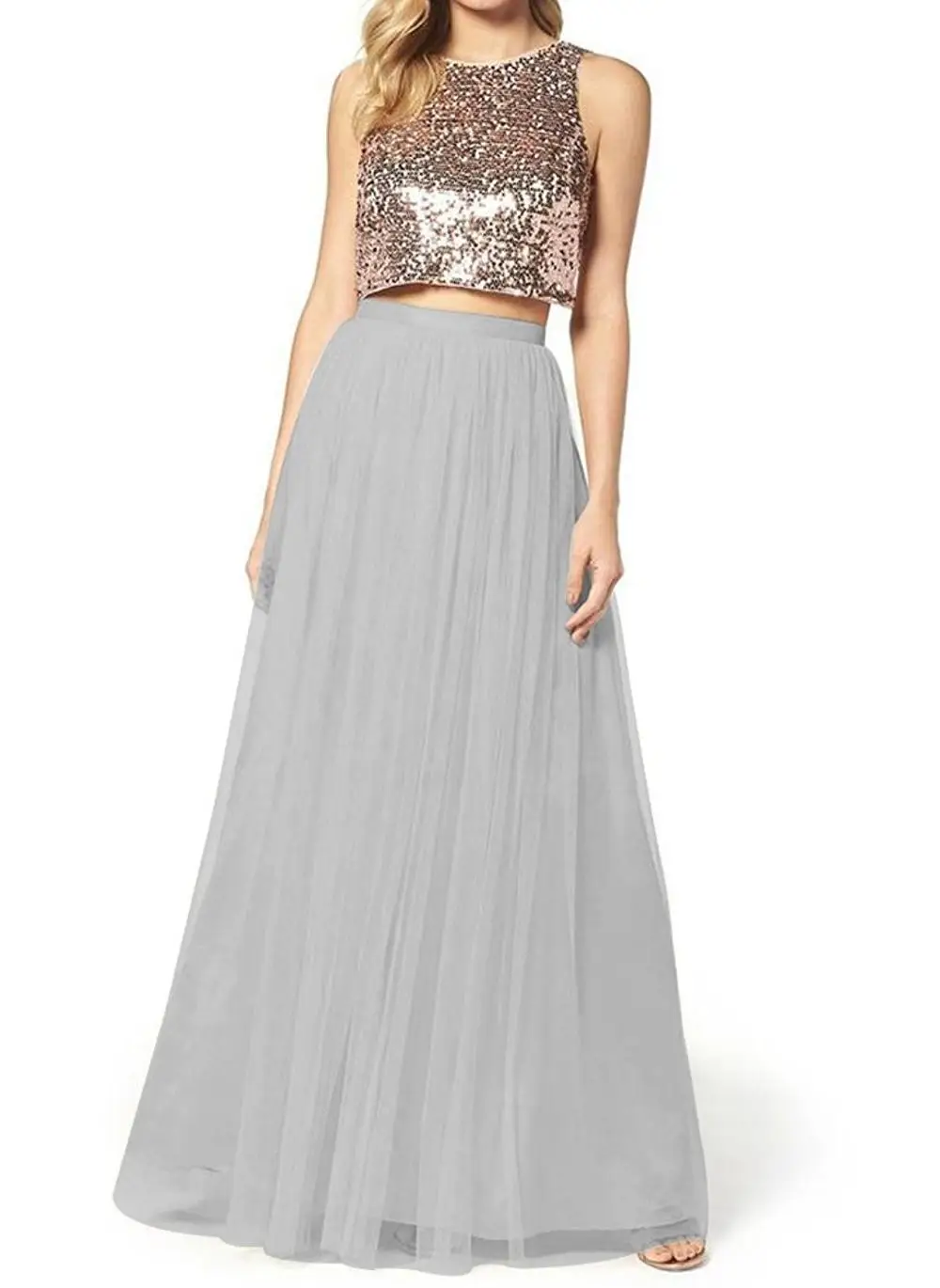 Женская летняя фатиновая юбка, длинная юбка подружки невесты, румяные юбки для выпускного вечера/юбка макси для подружки невесты, вечерние платья Vestidos - Цвет: 742-Sliver Grey