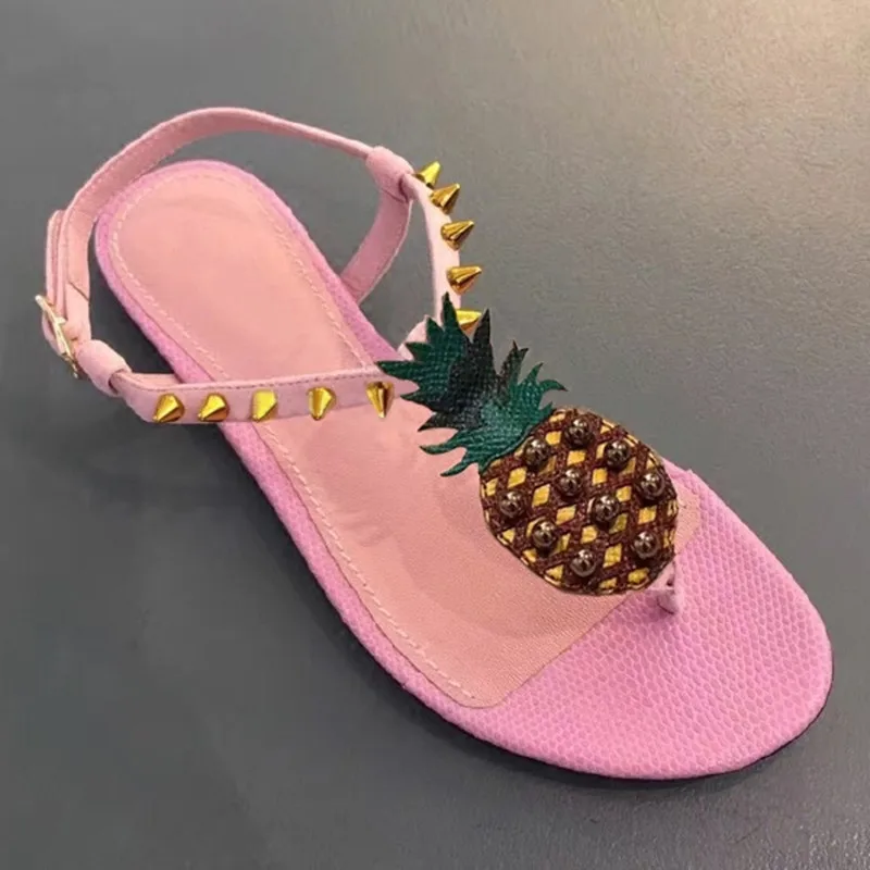 2017 New Summer Tide Pineapple Sandals Shoes Woman Casual Cozy Flats